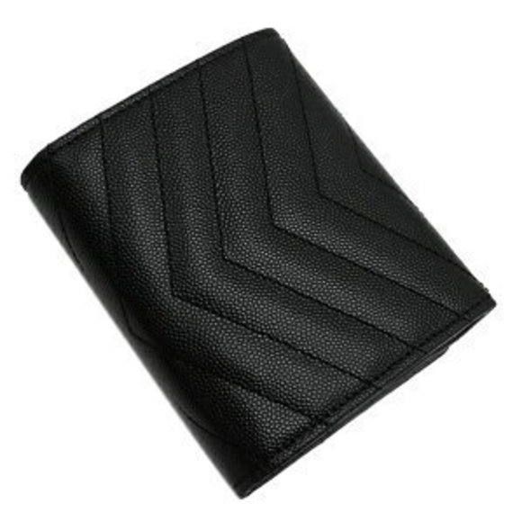 Saint Laurent Trifold Wallet Monogram Leather Black YSL - Picture 2 of 12